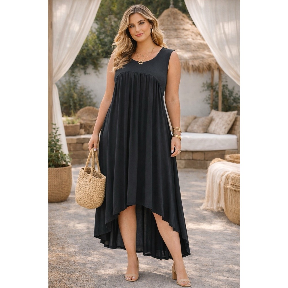 Free People Beach Dress Womens XL Black Maxi Long Casual Beachy Whimsigoth Boho